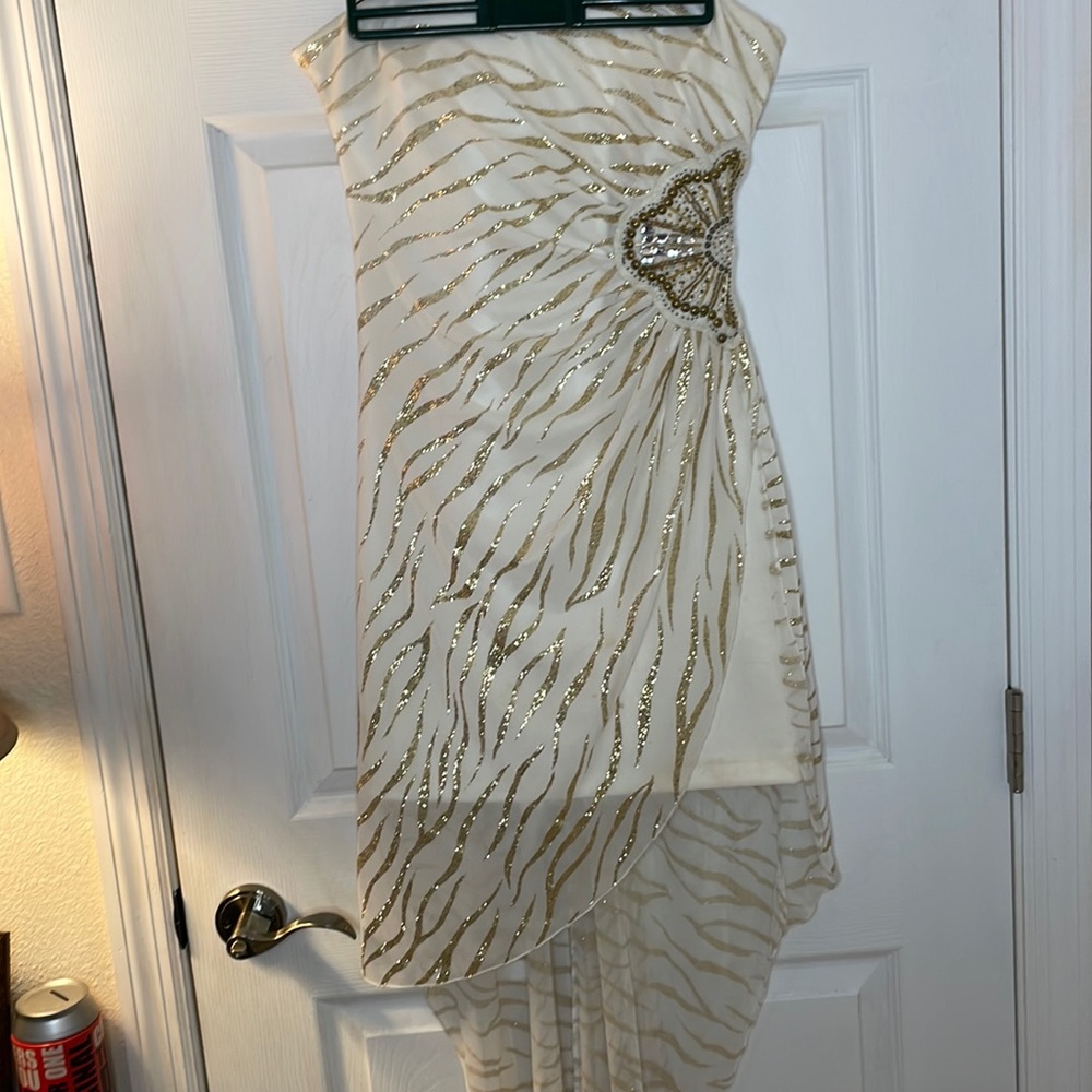 Striped glitter and sequins gold dress